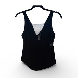 Black V-Neck Mesh Cutout Top by Free People